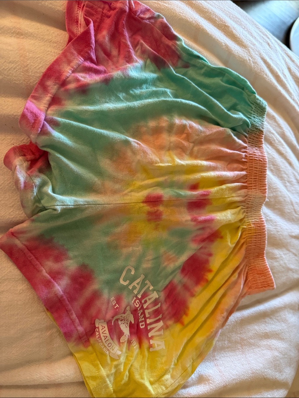 Catalina Tie-Dye Kids Shorts in Pink, Yellow, Teal